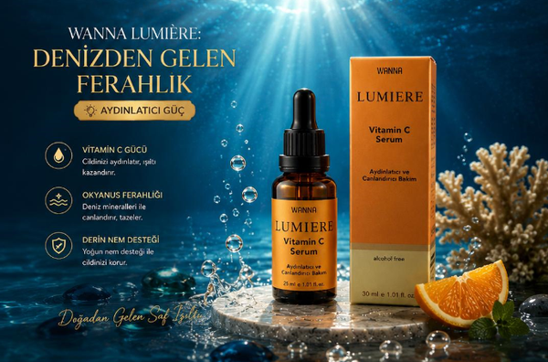 WANNA LUMIERE 4’lü Cilt Bakım Seti | Arındırıcı Tonik + Yüz Temizleme Jeli + 40+ Bakım Kremi + Vitamin C Serum Hediyeli