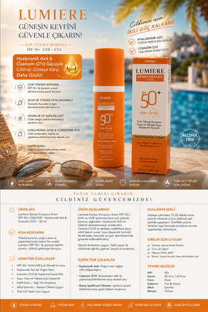 WANNA LUMIERE SPF 50+ Güneş Koruyucu Krem | Hyaluronik Asit & Coenzim Q10 İçerikli Ultra Koruma