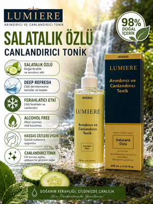 WANNA LUMIERE Salatalık Özlü Yüz Toniği 200 ML | Arındırıcı ve Canlandırıcı Cilt Toniği | Alcohol Free Ferahlatıcı Tonik