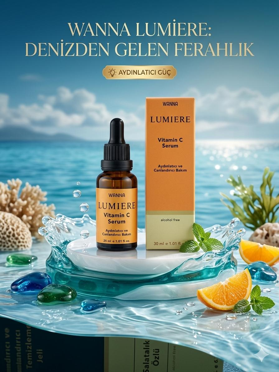 WANNA LUMIERE Vitamin C Serum 30 ml – Aydınlatıcı, Nemlendirici ve Canlandırıcı Cilt Bakım Serumu
